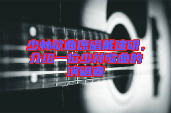 少林歌曲原唱戴建明，介紹一位少林歌曲的演唱者