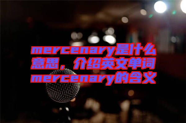 mercenary是什么意思，介紹英文單詞mercenary的含義