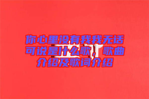 你心里沒(méi)有我我無(wú)話(huà)可說(shuō)是什么歌，歌曲介紹及歌詞介紹