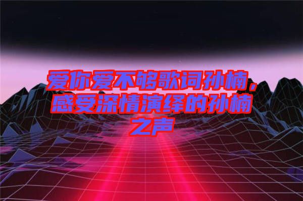 愛你愛不夠歌詞孫楠，感受深情演繹的孫楠之聲