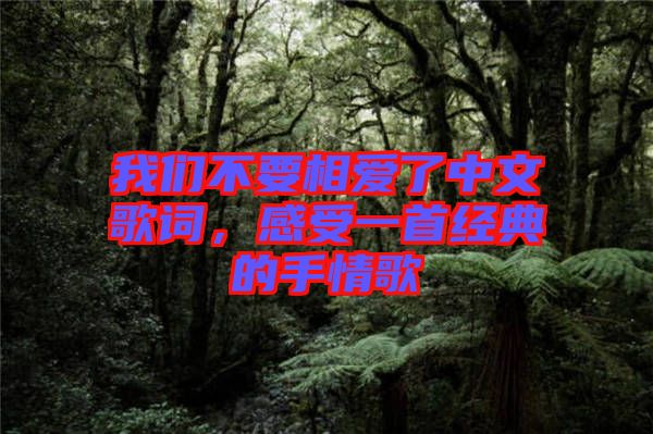 我們不要相愛了中文歌詞，感受一首經(jīng)典的手情歌