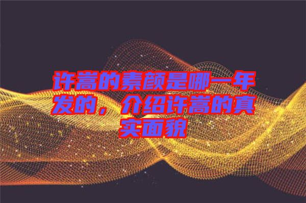 許嵩的素顏是哪一年發(fā)的，介紹許嵩的真實(shí)面貌