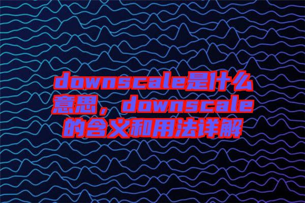 downscale是什么意思，downscale的含義和用法詳解