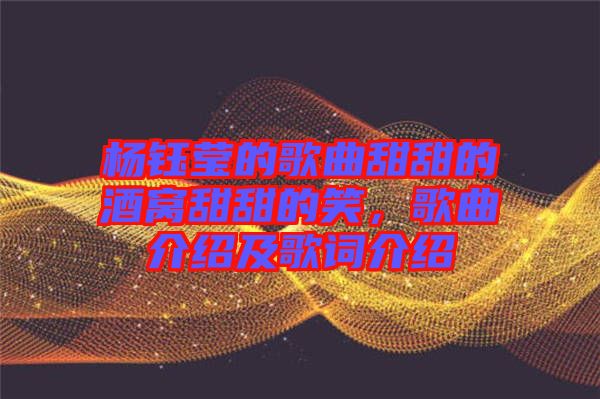 楊鈺瑩的歌曲甜甜的酒窩甜甜的笑，歌曲介紹及歌詞介紹