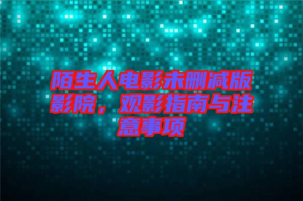 陌生人電影未刪減版影院，觀影指南與注意事項(xiàng)