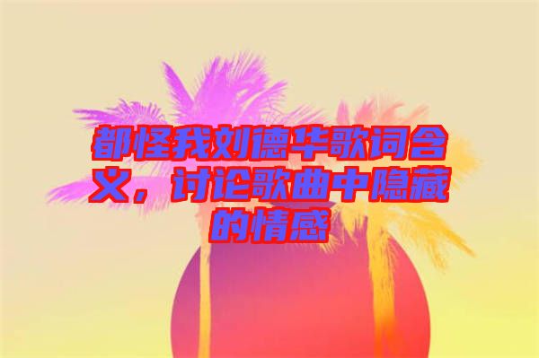 都怪我劉德華歌詞含義，討論歌曲中隱藏的情感