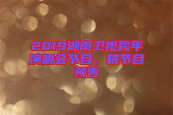 2019湖南衛(wèi)視跨年演唱會(huì)節(jié)目，精節(jié)目預(yù)告