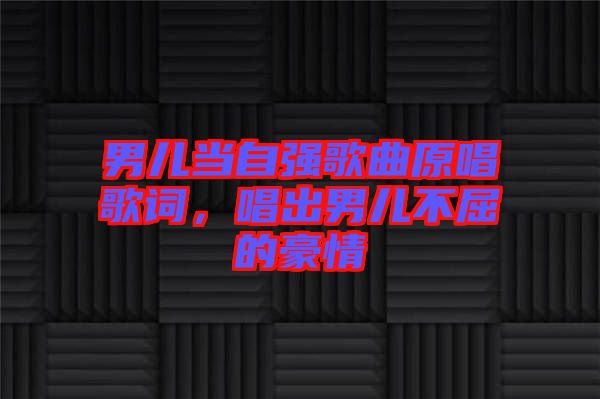 男兒當(dāng)自強(qiáng)歌曲原唱歌詞，唱出男兒不屈的豪情