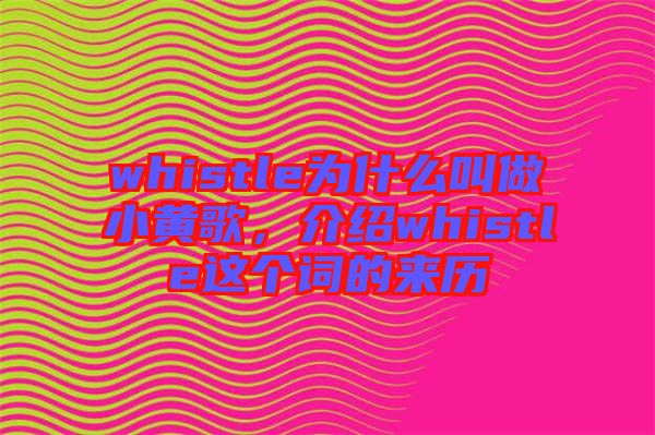 whistle為什么叫做小黃歌，介紹whistle這個(gè)詞的來(lái)歷