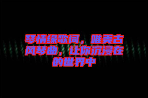 琴情緣歌詞，唯美古風琴曲，讓你沉浸在的世界中