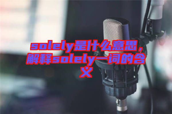 solely是什么意思，解釋solely一詞的含義