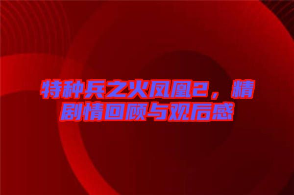 特種兵之火鳳凰2，精劇情回顧與觀后感