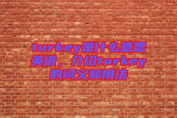 turkey是什么意思英語，介紹turkey的詞義和用法