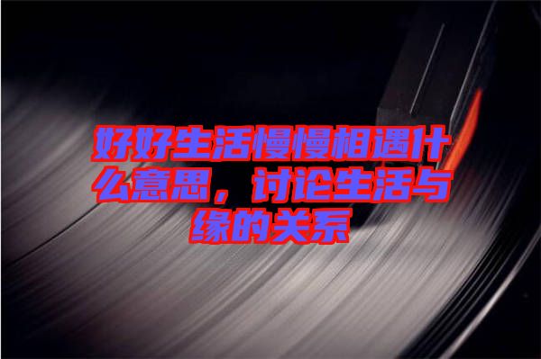 好好生活慢慢相遇什么意思，討論生活與緣的關系