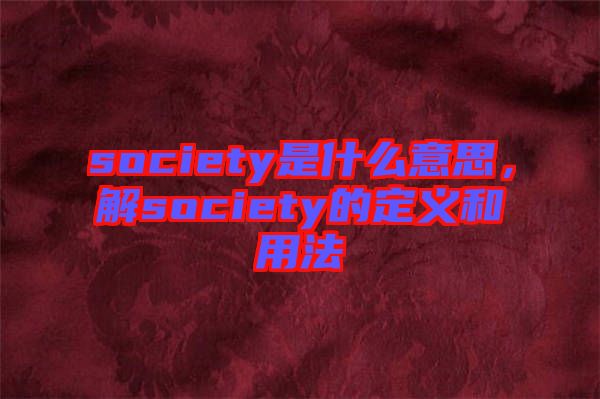 society是什么意思，解society的定義和用法