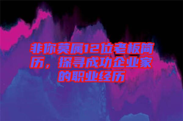 非你莫屬12位老板簡歷，探尋成功企業(yè)家的職業(yè)經(jīng)歷