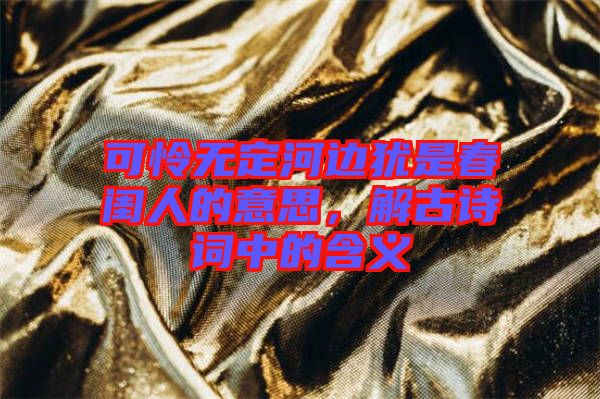 可憐無(wú)定河邊猶是春閨人的意思，解古詩(shī)詞中的含義