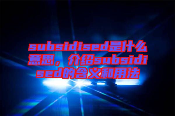 subsidised是什么意思，介紹subsidised的含義和用法