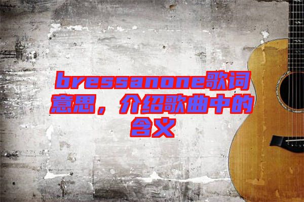 bressanone歌詞意思，介紹歌曲中的含義