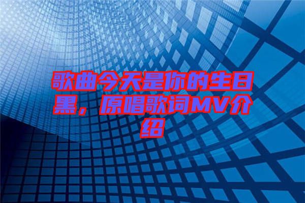 歌曲今天是你的生日黑，原唱歌詞MV介紹