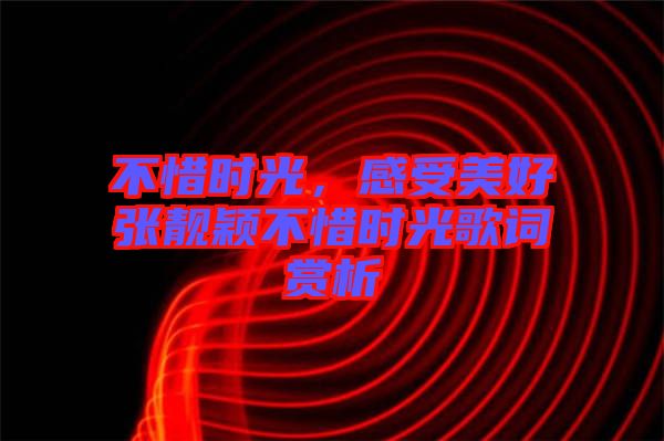 不惜時(shí)光，感受美好張靚穎不惜時(shí)光歌詞賞析