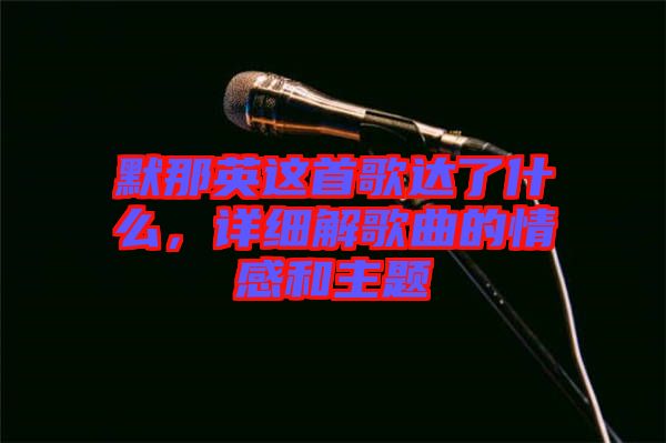 默那英這首歌達了什么，詳細解歌曲的情感和主題