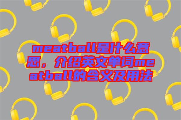 meatball是什么意思，介紹英文單詞meatball的含義及用法