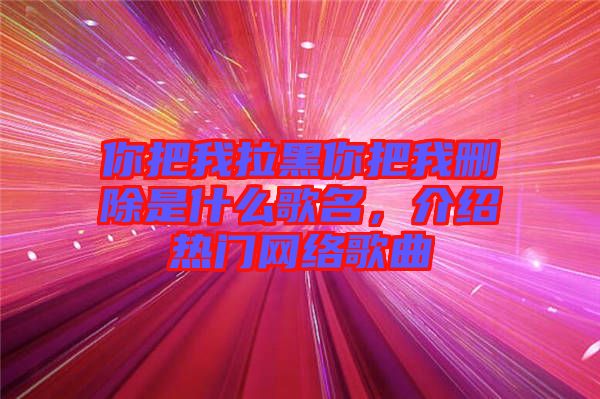 你把我拉黑你把我刪除是什么歌名，介紹熱門網(wǎng)絡(luò)歌曲