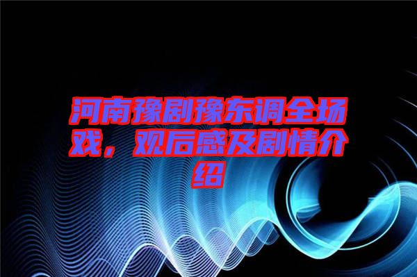 河南豫劇豫東調全場戲，觀后感及劇情介紹