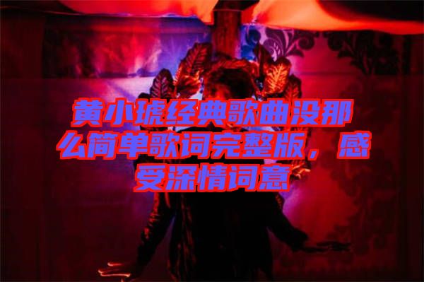 黃小琥經(jīng)典歌曲沒那么簡(jiǎn)單歌詞完整版，感受深情詞意