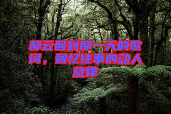 郝云回到那一天的歌詞，回憶往事的動(dòng)人旋律