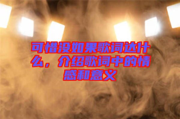 可惜沒(méi)如果歌詞達(dá)什么，介紹歌詞中的情感和意義