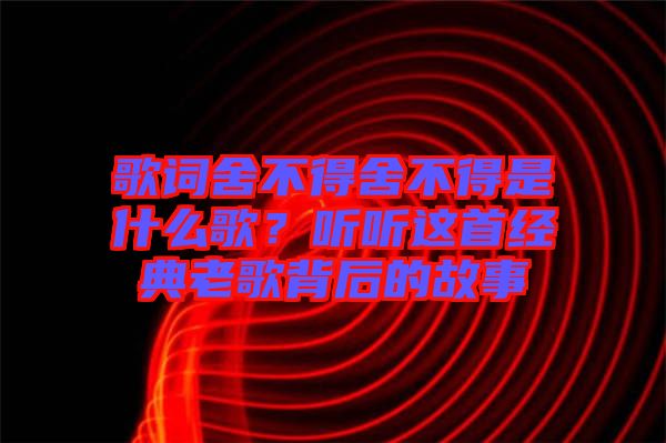 歌詞舍不得舍不得是什么歌？聽聽這首經(jīng)典老歌背后的故事