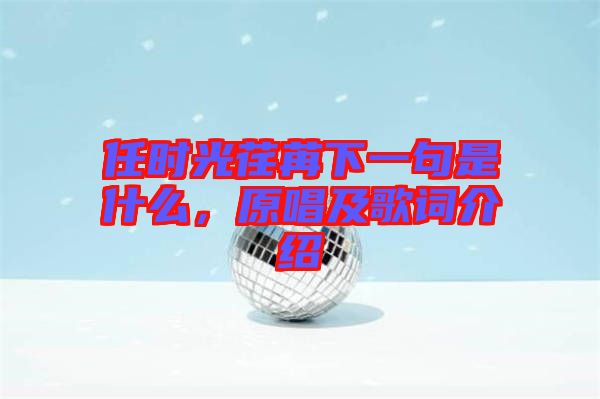 任時(shí)光荏苒下一句是什么，原唱及歌詞介紹