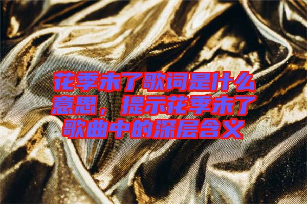 花季未了歌詞是什么意思，提示花季未了歌曲中的深層含義