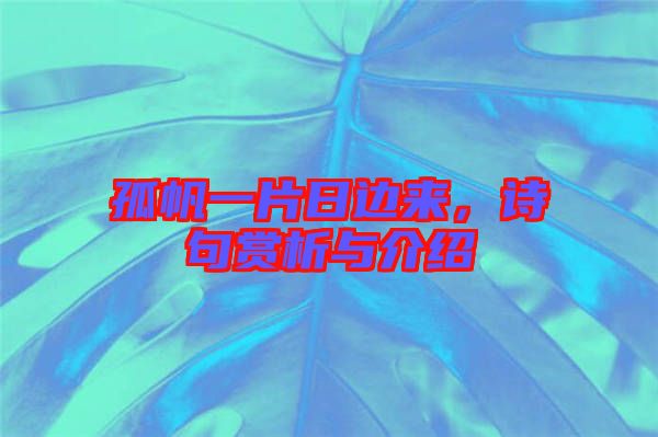 孤帆一片日邊來，詩句賞析與介紹