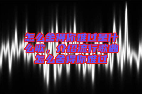 怎么舍得你難過是什么歌，介紹流行歌曲怎么舍得你難過