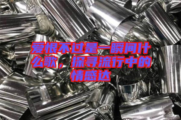 愛恨不過是一瞬間什么歌，探尋流行中的情感達(dá)