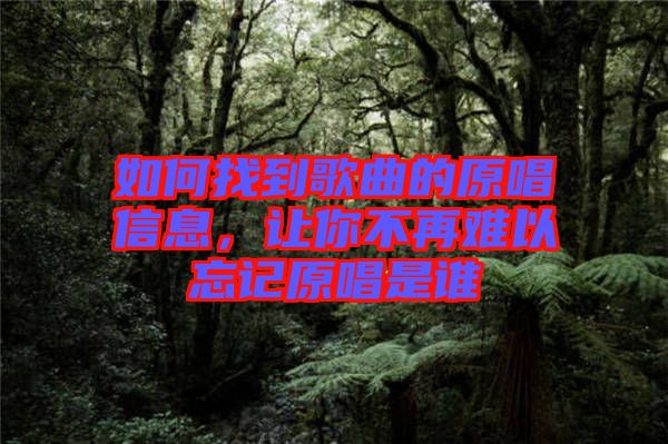 如何找到歌曲的原唱信息，讓你不再難以忘記原唱是誰