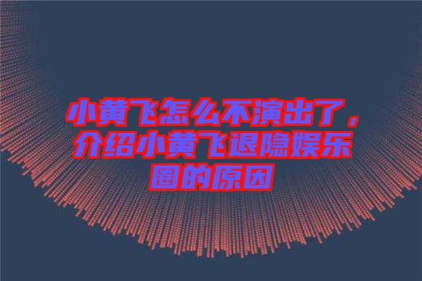 小黃飛怎么不演出了，介紹小黃飛退隱娛樂(lè)圈的原因