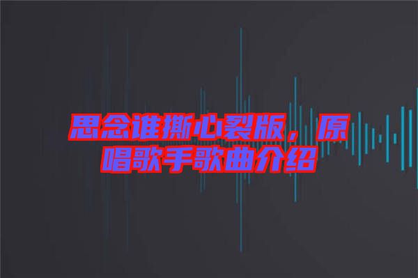 思念誰撕心裂版，原唱歌手歌曲介紹