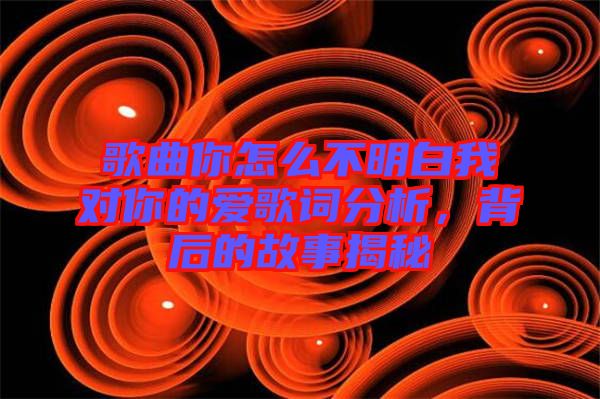 歌曲你怎么不明白我對你的愛歌詞分析，背后的故事揭秘