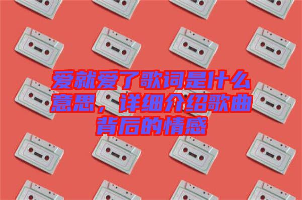 愛就愛了歌詞是什么意思，詳細(xì)介紹歌曲背后的情感