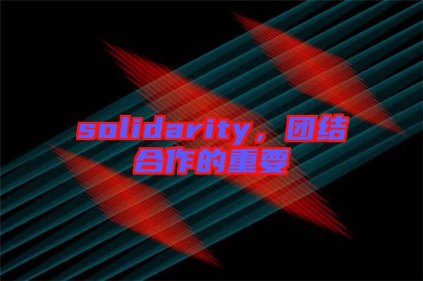 solidarity，團結合作的重要