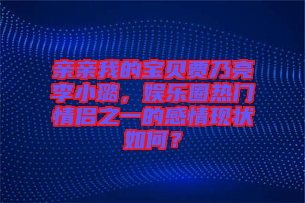 親親我的寶貝賈乃亮李小璐，娛樂(lè)圈熱門(mén)情侶之一的感情現(xiàn)狀如何？