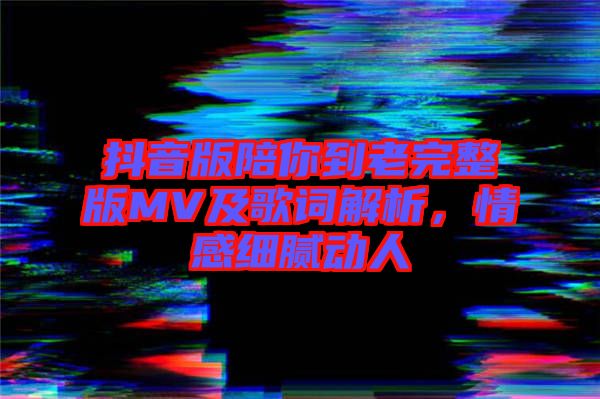 抖音版陪你到老完整版MV及歌詞解析，情感細膩動人