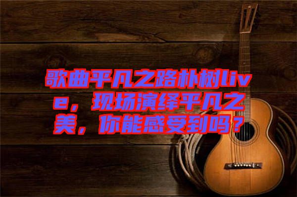 歌曲平凡之路樸樹live，現(xiàn)場(chǎng)演繹平凡之美，你能感受到嗎？