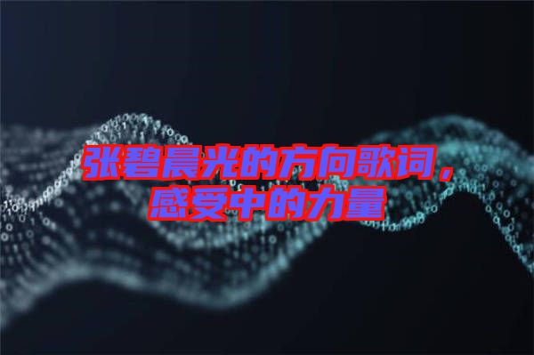 張碧晨光的方向歌詞，感受中的力量