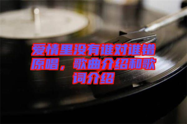 愛情里沒有誰對(duì)誰錯(cuò)原唱，歌曲介紹和歌詞介紹