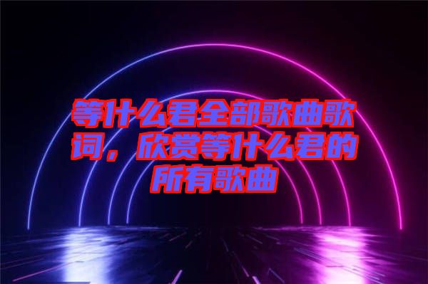 等什么君全部歌曲歌詞，欣賞等什么君的所有歌曲